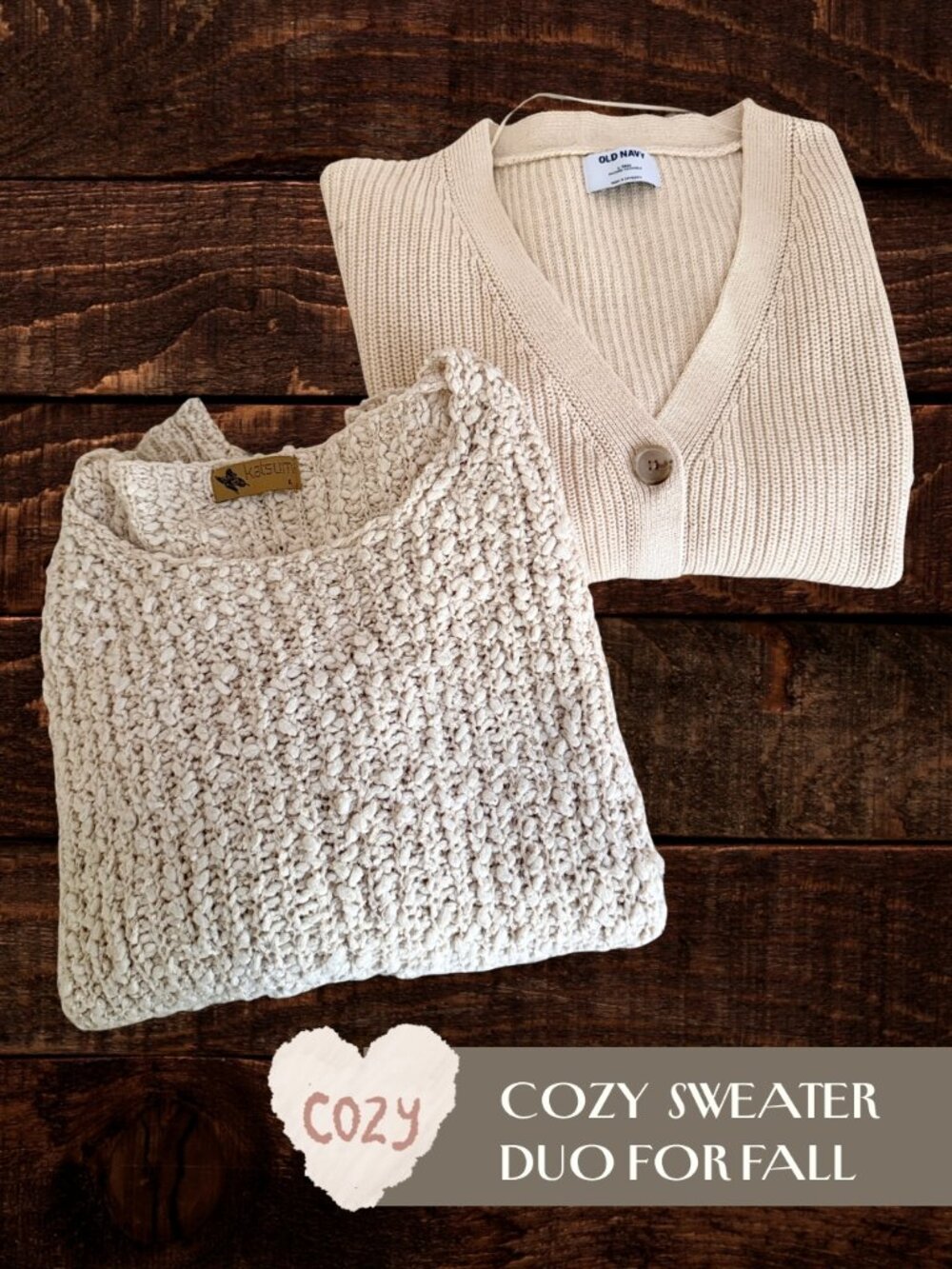 Katsumi + Old Navy Cream Oversized Chunky Sweater Duo | Cozy Fall Knit | L